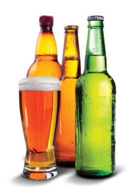 Bottles of unbranded alcohol